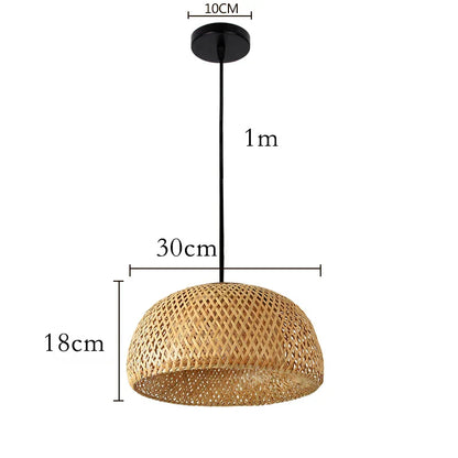 Natural Bamboo Hanging Lamp Handmade Asian Style