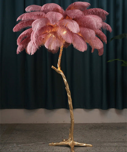 Tall Adjustable Feather LED Floor Lamp with Warm Light