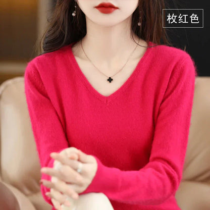 Soft Cashmere V Neck Women's Slim Fit Sweater