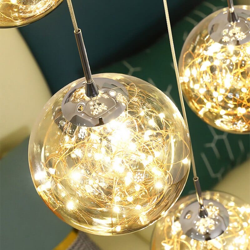 Elegant Glass Globe Stairway Lighting Fixture