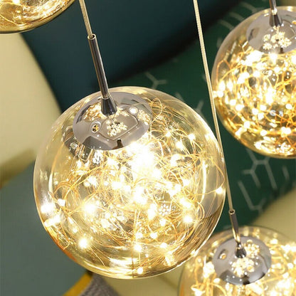 Elegant Glass Globe Stairway Lighting Fixture