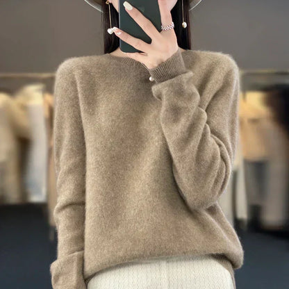 Premium Women's Pure Wool Crew Neck Sweater