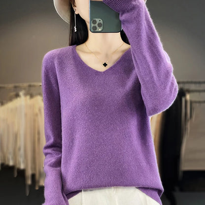 Soft Australian Merino Wool V-Neck Sweater