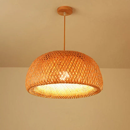 Natural Bamboo Hanging Lamp Handmade Asian Style