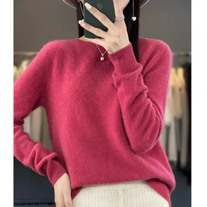 Premium Women's Pure Wool Crew Neck Sweater