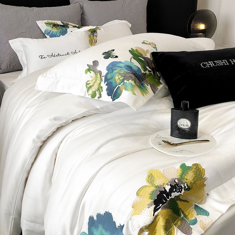 Luxurious Soft Cotton Duvet Cover Set with Embroidery