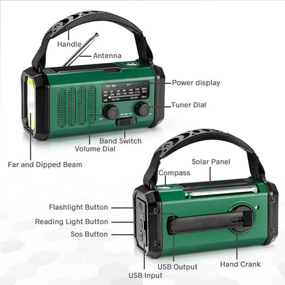 Portable Solar Crank NOAA Radio Power Bank Charger