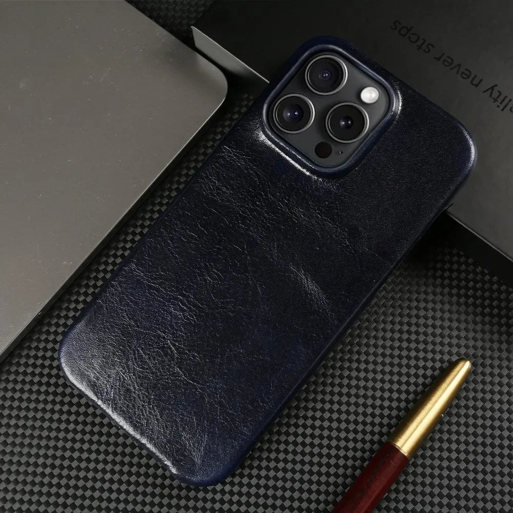 Premium Real Leather iPhone Cover Handcrafted Cowhide