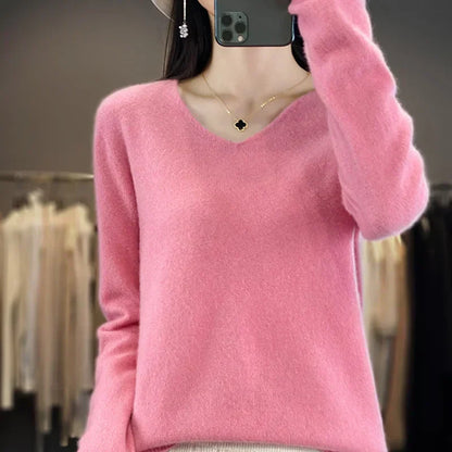 Cozy Australian Merino Wool V-Neck Sweater - Lusomart