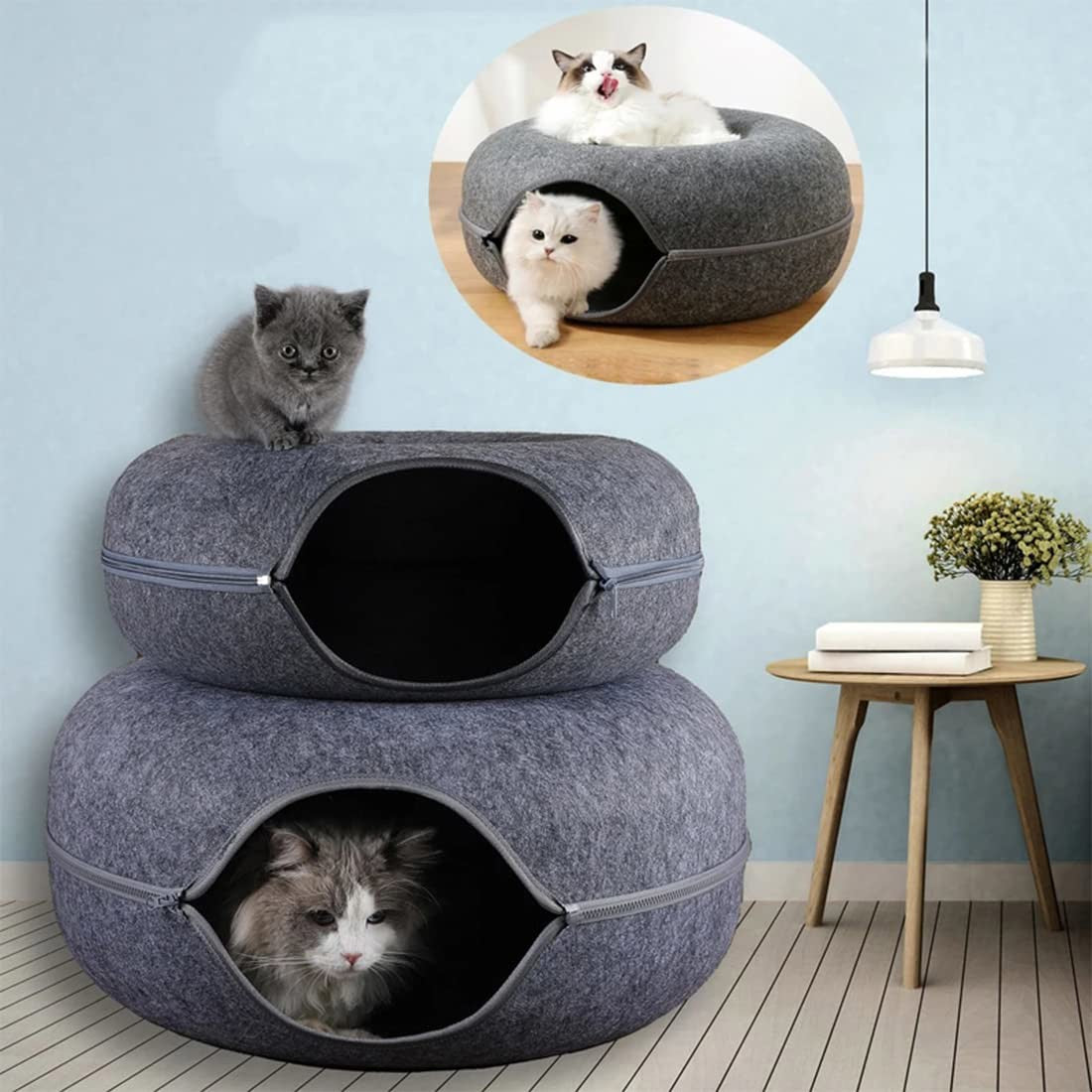 Soft Kitty Play Tunnel Bed for Hiding and Fun