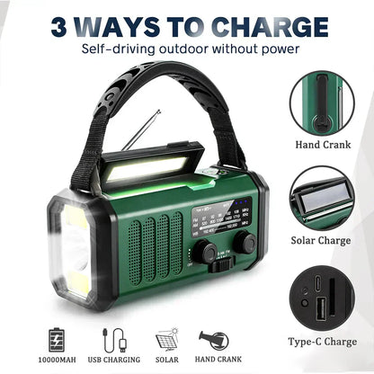 Portable Solar Crank NOAA Radio Power Bank Charger