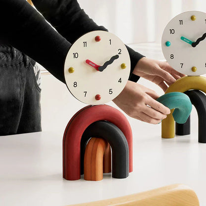 Modern Minimalist Arc Table Clock Two Tone Finish