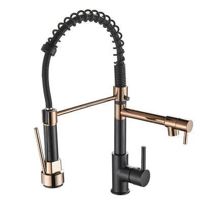 Luxury 2 Handle Kitchen Faucet In Black And Gold