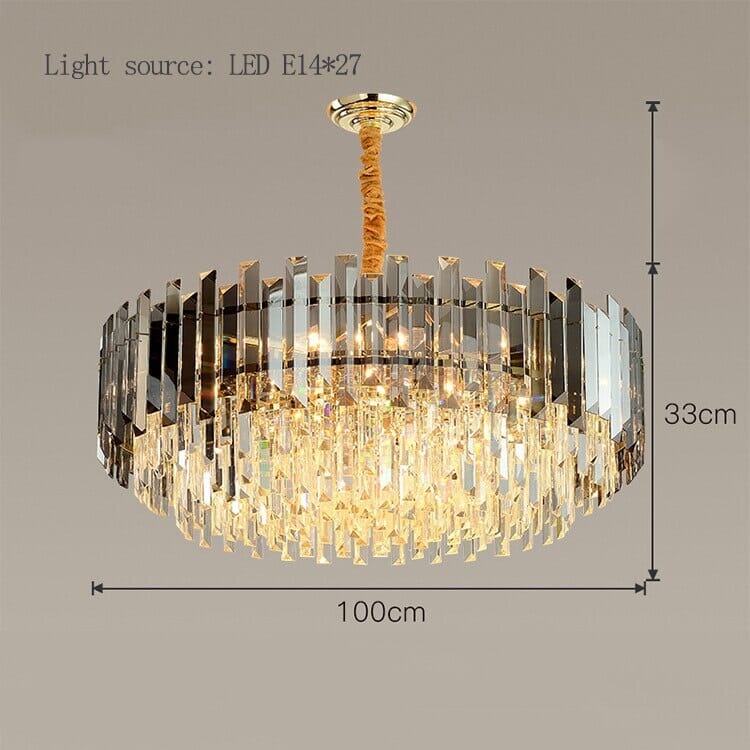 Circular Glass LED Lamp With Brass Decoration