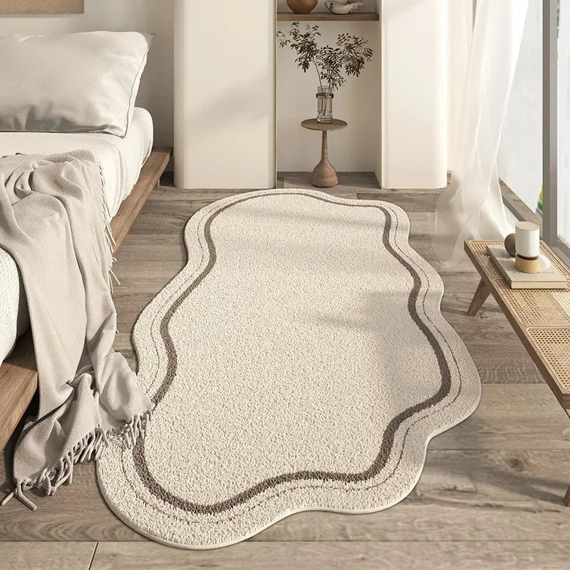 Beige Unique Shag Rug | Simple Anti-Slip Plush Mat