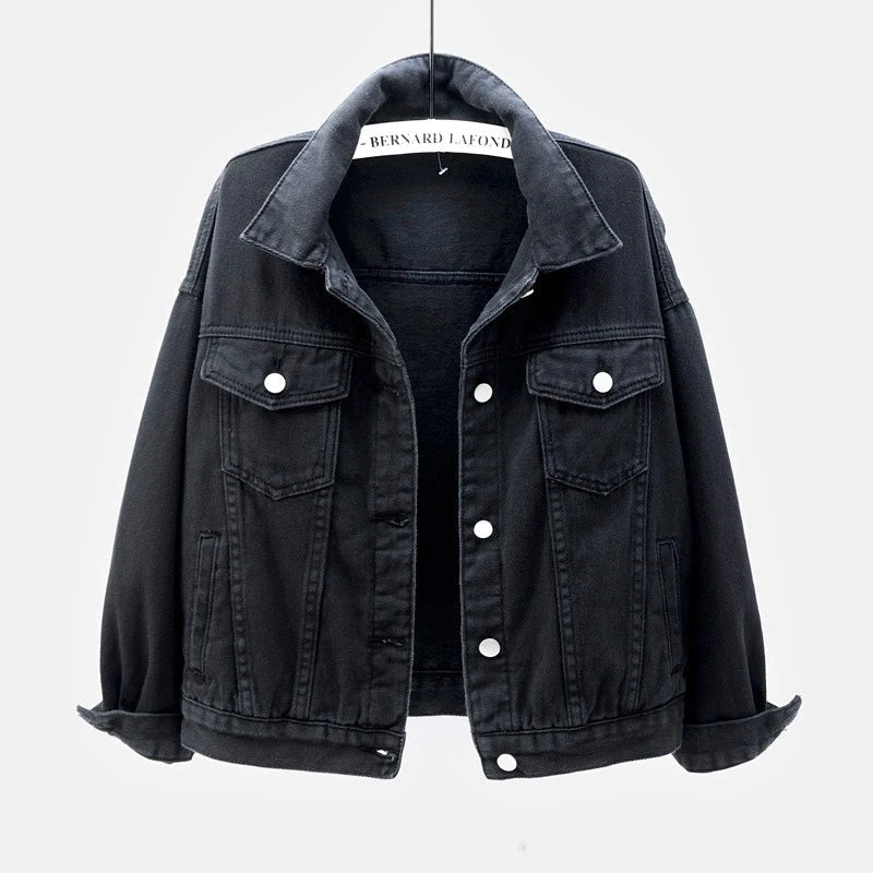 Classic Women's Denim Jacket Button Front Casual Wear