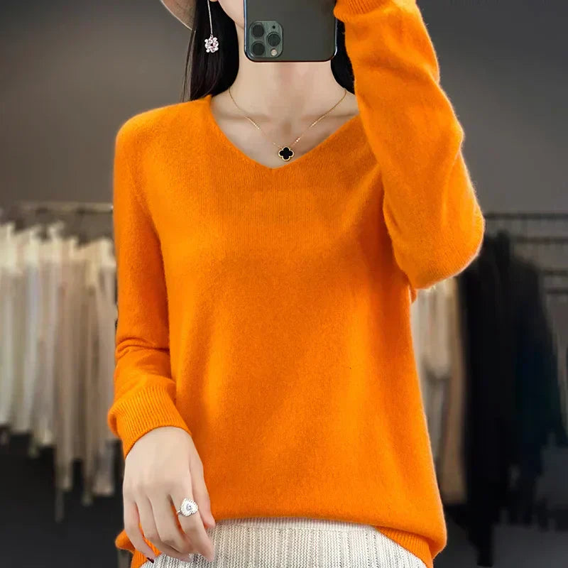 Soft Australian Merino Wool V-Neck Sweater