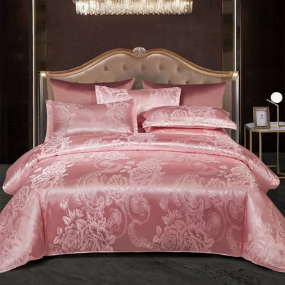 Luxury Gold Blue Satin Duvet Cover Set King Size