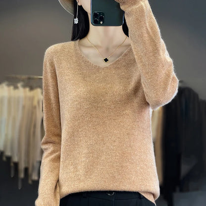 Soft Australian Merino Wool V-Neck Sweater