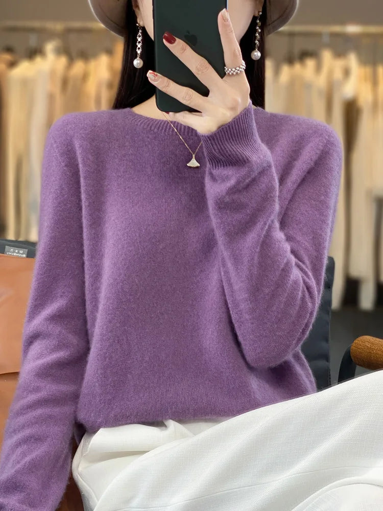 Cozy Women's Crew Neck Merino Wool Sweater