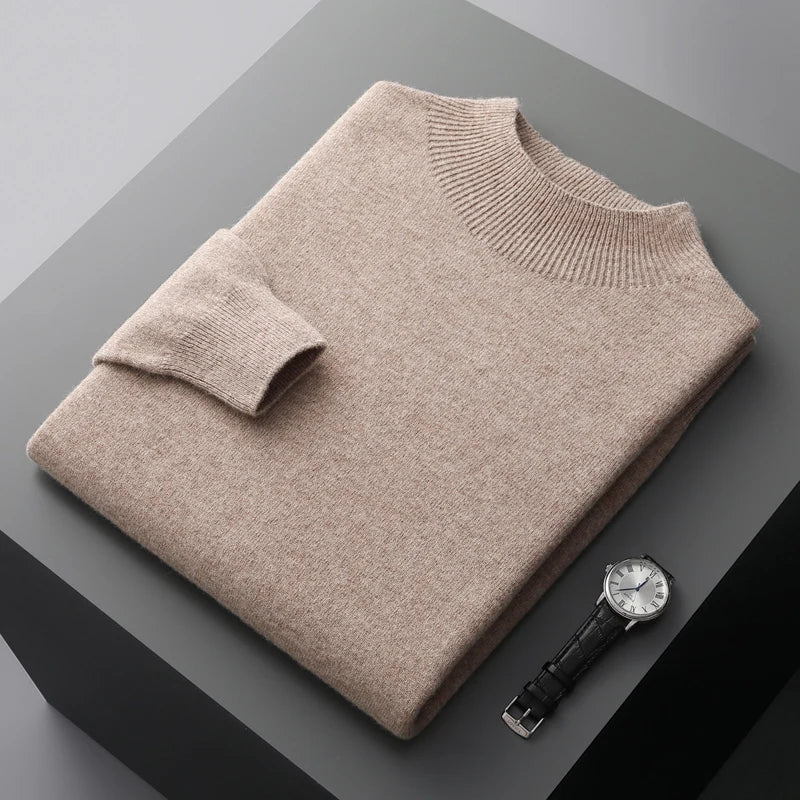 Warm Mens Merino Wool Crew Sweater - Lusomart