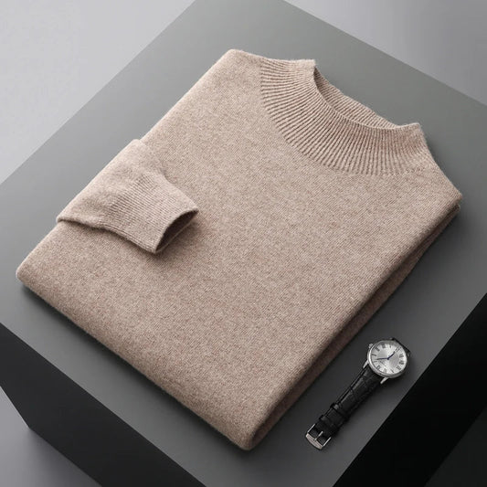 Warm Mens Merino Wool Crew Sweater - Lusomart