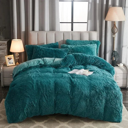 Soft Luxe Duvet Cover With Fuzzy Faux Fur Trim
