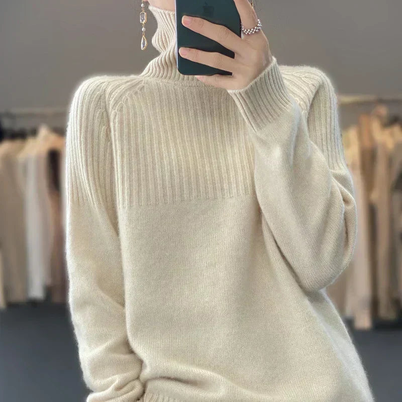 Cozy Women's Soft Wool Turtleneck Sweater - Lusomart