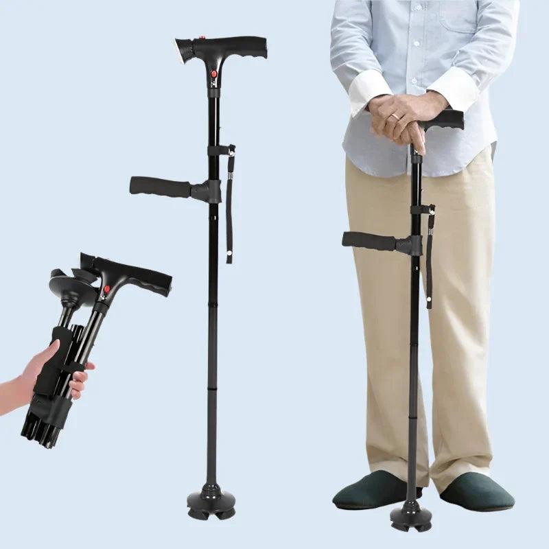 Portable LED Folding Walking Stick for Daily Support - Lusomart