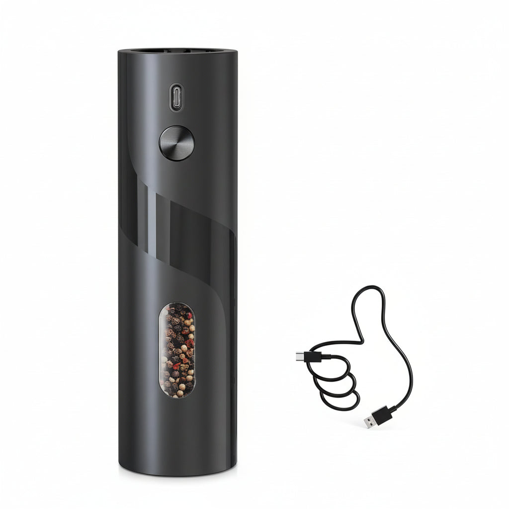 Automatic Salt Pepper Mill Set Rechargeable USB Base