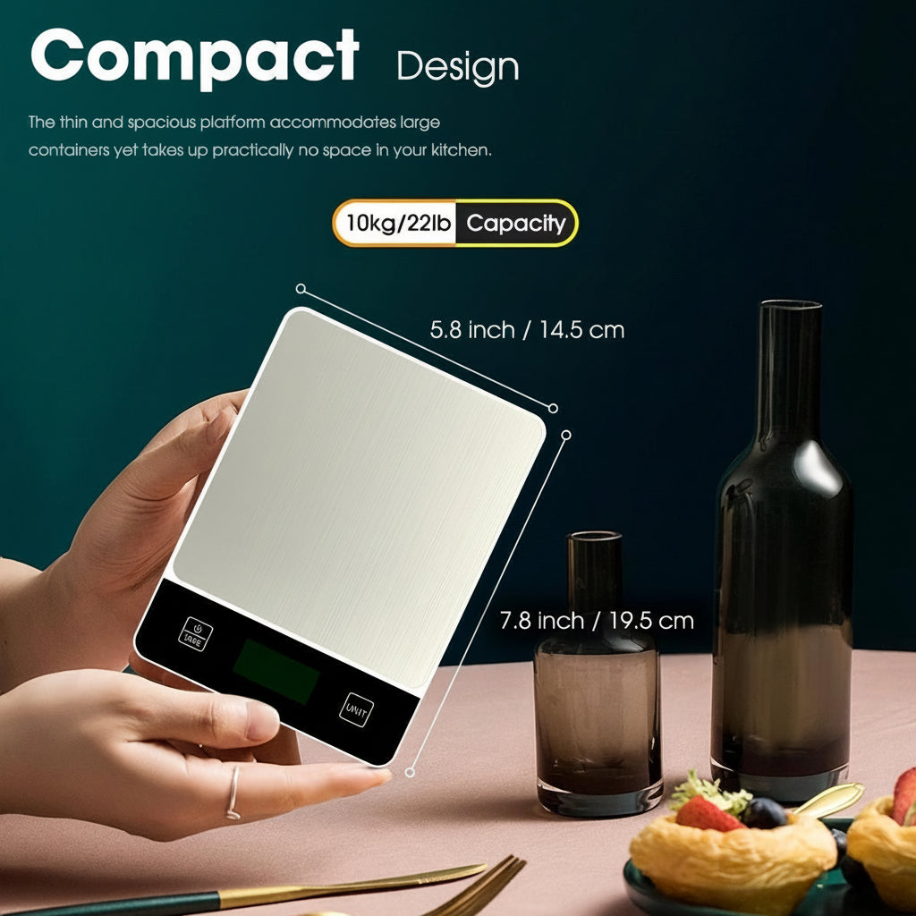 Accurate Digital Kitchen Scale 22lb Stainless Steel