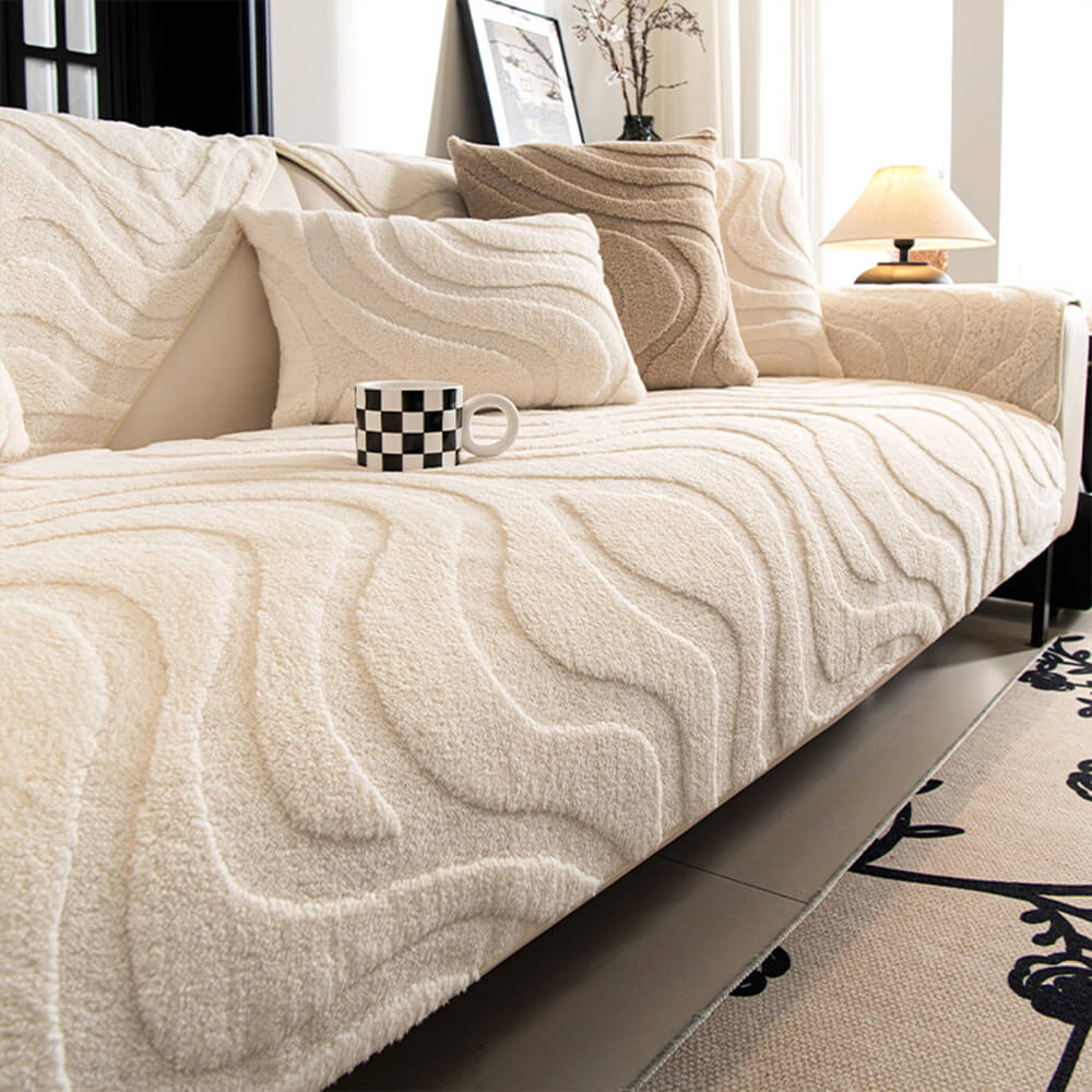 Soft Fleece Stretchy Sofa Slipcover Protector Cushion Cover