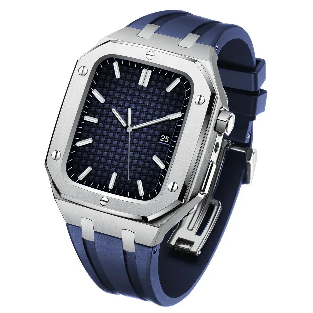 Durable Silicone and Stainless Steel Apple Watch Case