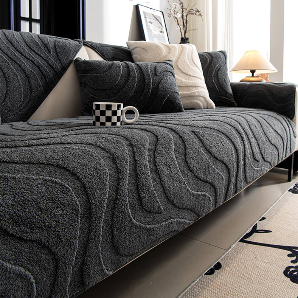 Soft Fleece Stretchy Sofa Slipcover Protector Cushion Cover