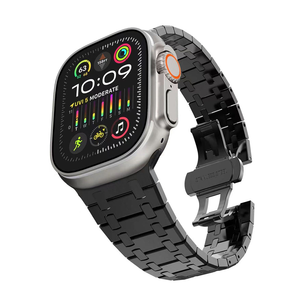Shining Silver Double Chain Apple Watch Band