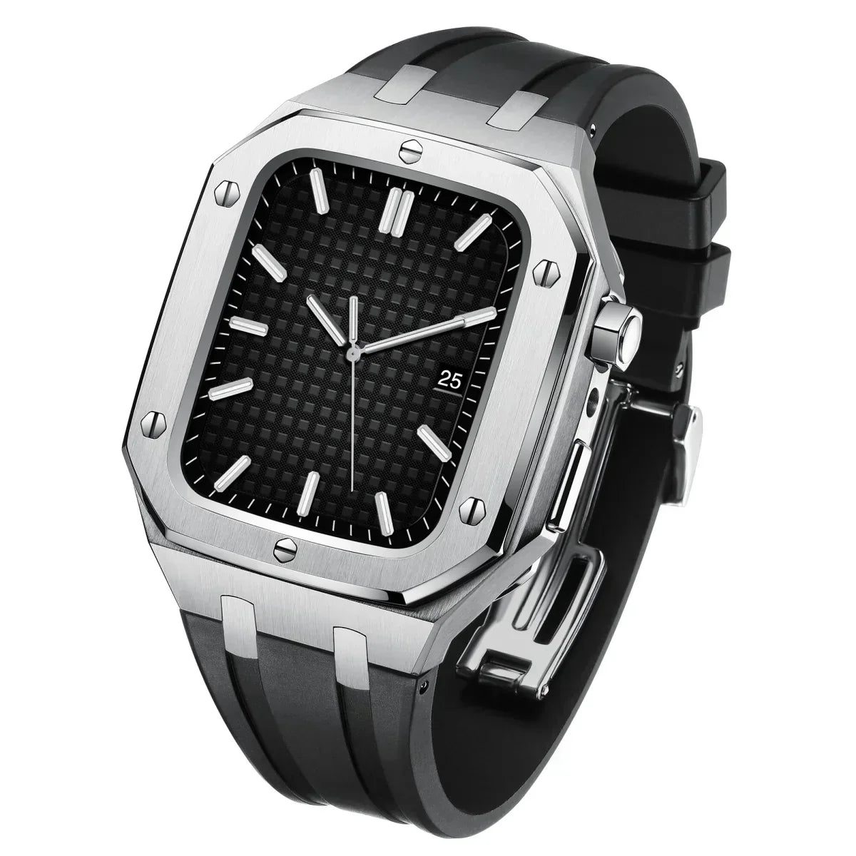 Durable Silicone and Stainless Steel Apple Watch Case - Lusomart