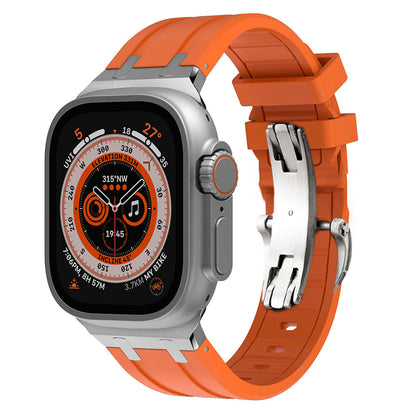 Durable Silicone Watch Strap With Secure Buckle And Metal Fitting