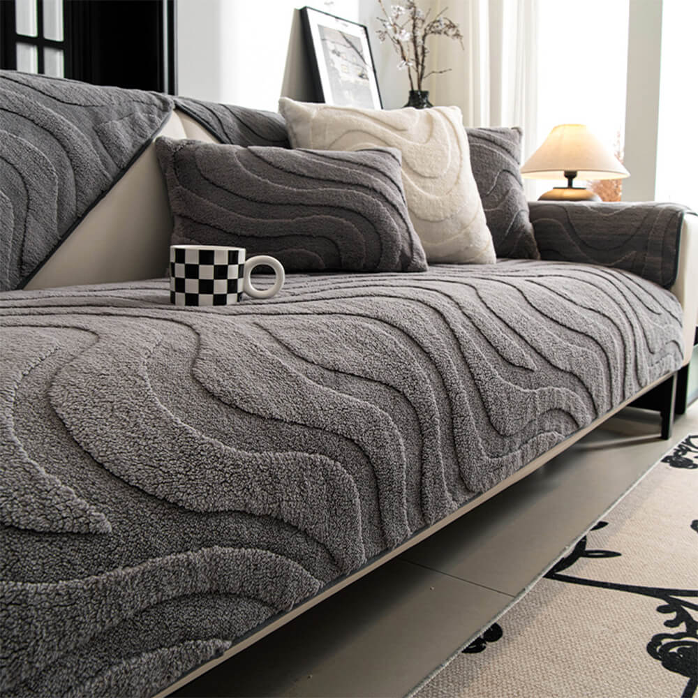 Soft Fleece Stretchy Sofa Slipcover Protector Cushion Cover