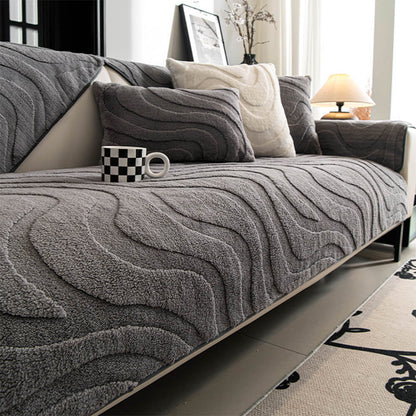 Soft Fleece Stretchy Sofa Slipcover Protector Cushion Cover