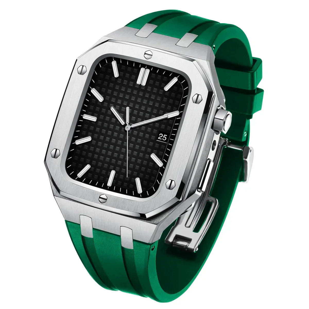 Durable Silicone and Stainless Steel Apple Watch Case