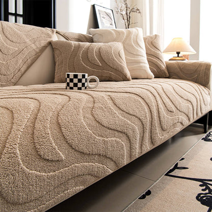 Soft Fleece Stretchy Sofa Slipcover Protector Cushion Cover