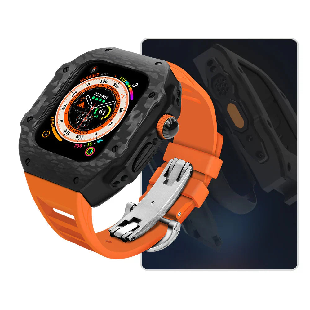 Durable Rubber Strap and Stainless Steel Case for Apple Watch