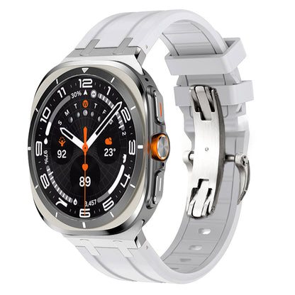 Durable Rubber Strap for Samsung Watch UltraTitanium Buckle