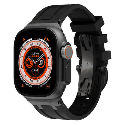 Durable Silicone Watch Strap With Secure Buckle And Metal Fitting