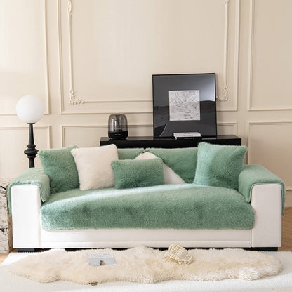 Plush Faux Fur Non Slip Sofa Slipcover Couch Shield