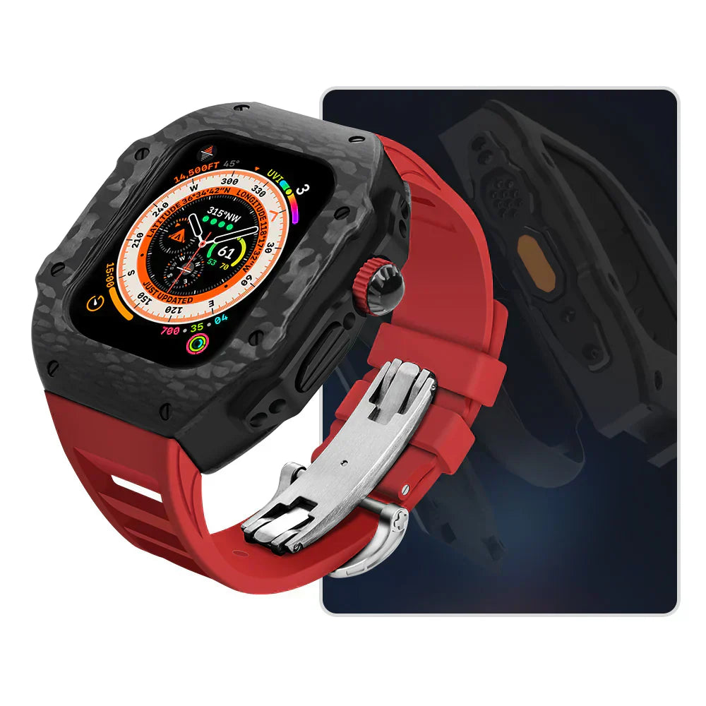 Durable Rubber Strap and Stainless Steel Case for Apple Watch