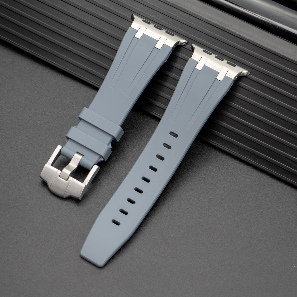 Soft Silicone Strap With Silver Buckle For Apple Watch