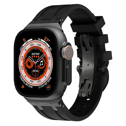 Stylish Metal Clip Apple Watch Band With Silicone Strap