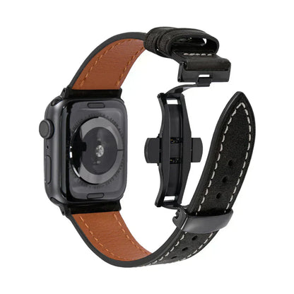 Premium Leather Strap for Apple Watch with Silver Buckle