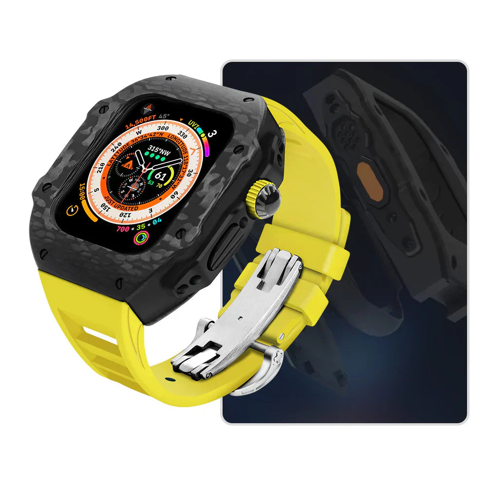 Durable Rubber Strap and Stainless Steel Case for Apple Watch